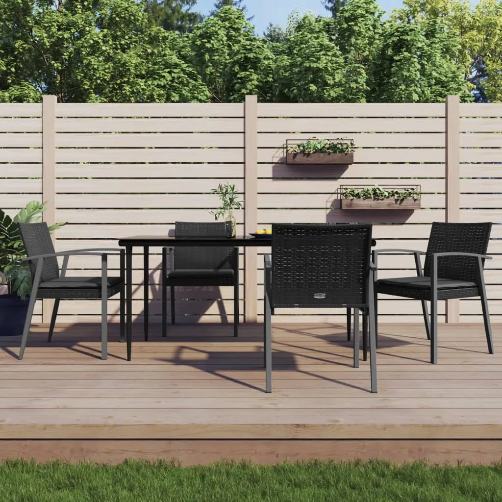 vidaXL Set Pranzo da Giardino 5pz con Cuscini in Polyrattan e Acciaio