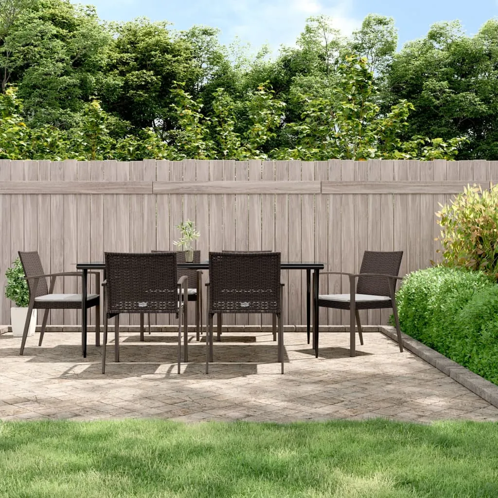 vidaXL Set Pranzo da Giardino 7 pz con Cuscini in Polyrattan e Acciaio