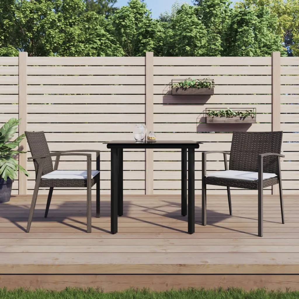 vidaXL Set Pranzo da Giardino 3pz con Cuscini in Polyrattan e Acciaio