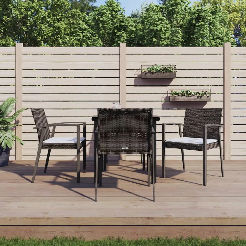 vidaXL Set Pranzo da Giardino 5pz con Cuscini in Polyrattan e Acciaio