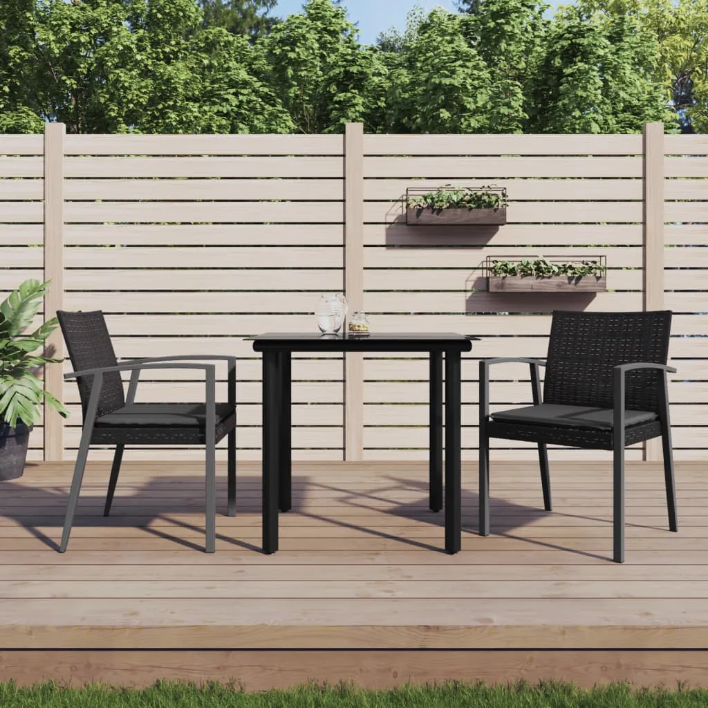 vidaXL Set Pranzo da Giardino 3pz con Cuscini in Polyrattan e Acciaio