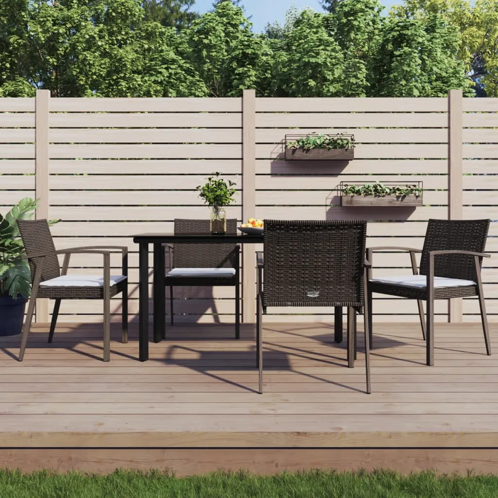 vidaXL Set Pranzo da Giardino 5pz con Cuscini in Polyrattan e Acciaio