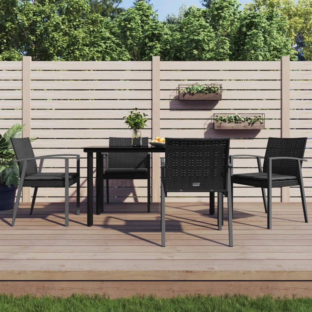 vidaXL Set Pranzo da Giardino 5pz con Cuscini in Polyrattan e Acciaio