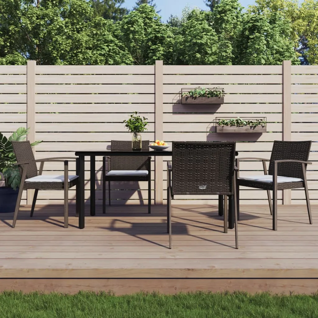 vidaXL Set Pranzo da Giardino 5pz con Cuscini in Polyrattan e Acciaio