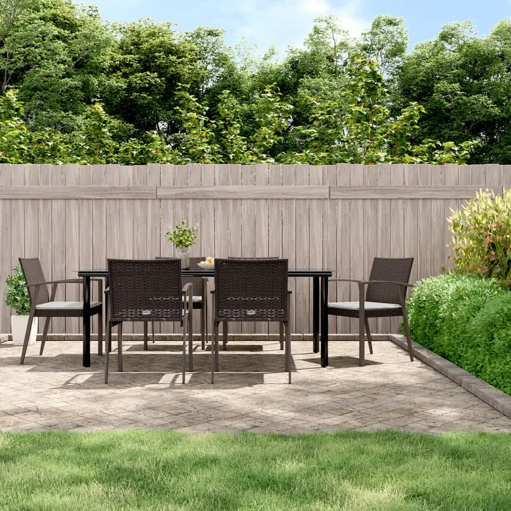 vidaXL Set Pranzo da Giardino 7 pz con Cuscini in Polyrattan e Acciaio