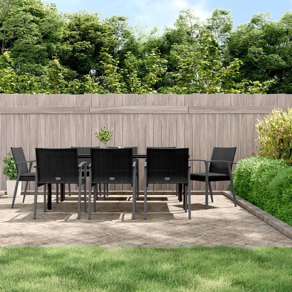 vidaXL Set Pranzo da Giardino 9 pz con Cuscini in Polyrattan e Acciaio