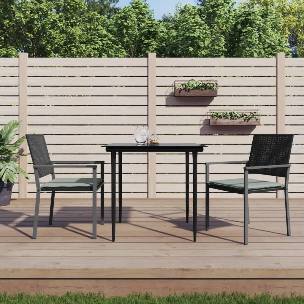 vidaXL Set Pranzo da Giardino 3pz con Cuscini in Polyrattan e Acciaio