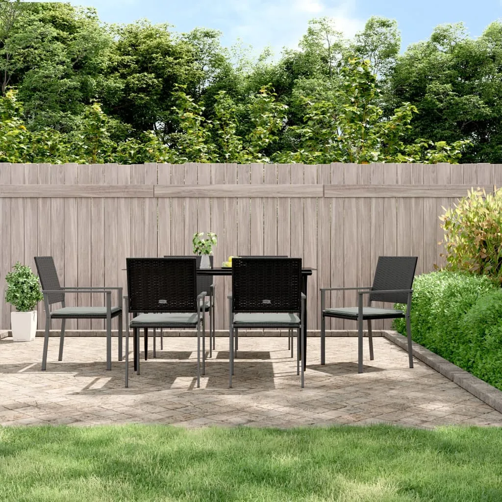 vidaXL Set Pranzo da Giardino 7 pz con Cuscini in Polyrattan e Acciaio