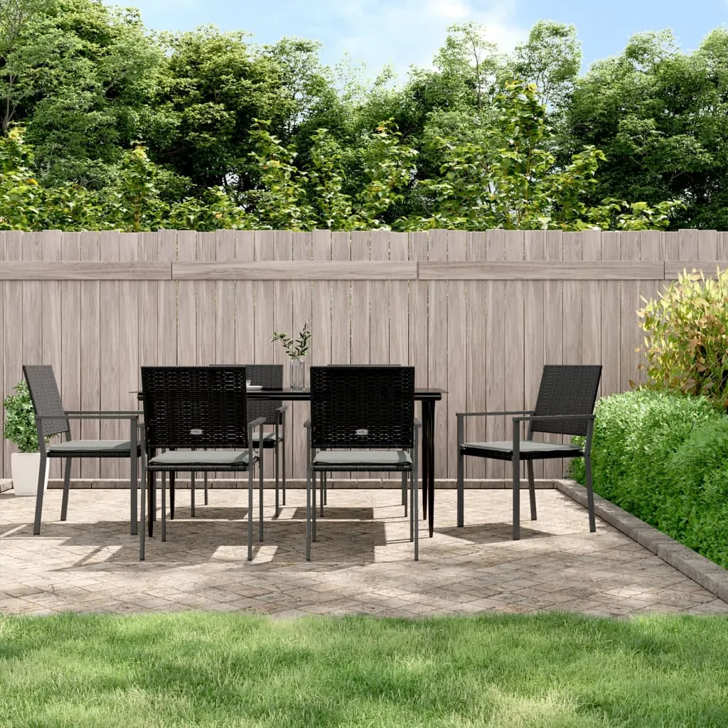 vidaXL Set Pranzo da Giardino 7 pz con Cuscini in Polyrattan e Acciaio