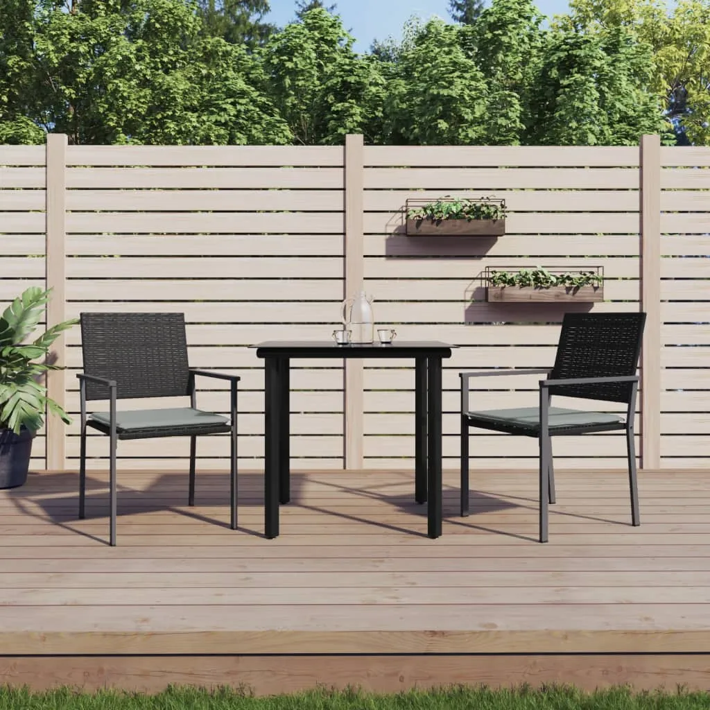 vidaXL Set Pranzo da Giardino 3pz con Cuscini in Polyrattan e Acciaio