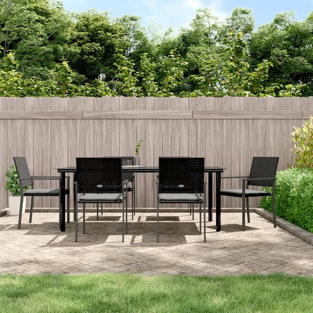 vidaXL Set Pranzo da Giardino 7 pz con Cuscini in Polyrattan e Acciaio