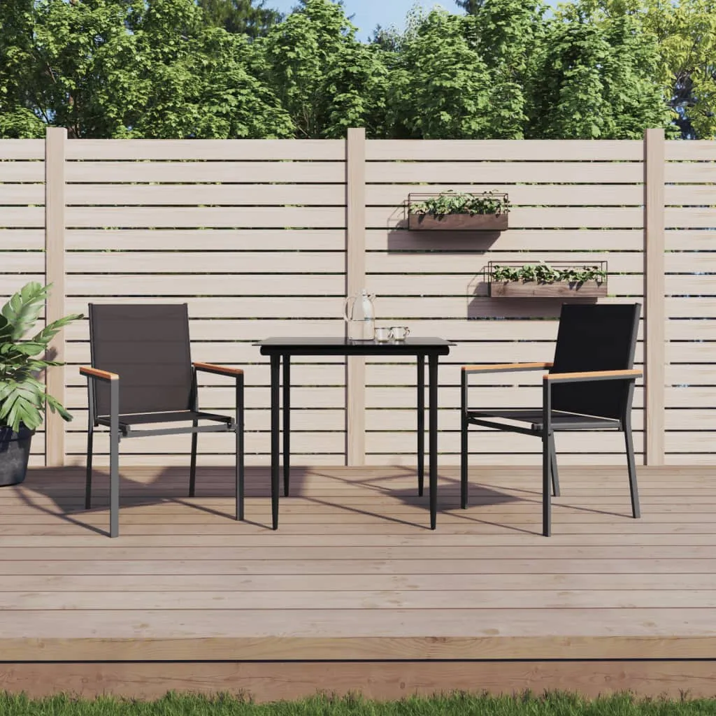 vidaXL Set da Pranzo da Giardino 3 pz Nero in Textilene e Acciaio