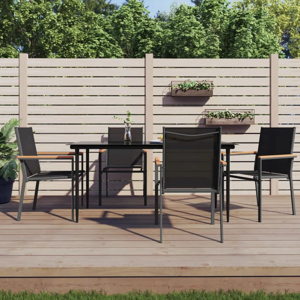 vidaXL Set da Pranzo da Giardino 5 pz Nero in Textilene e Acciaio