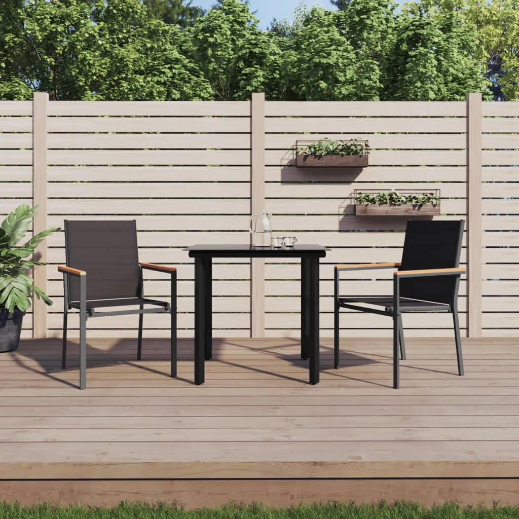 vidaXL Set da Pranzo da Giardino 3 pz Nero in Textilene e Acciaio