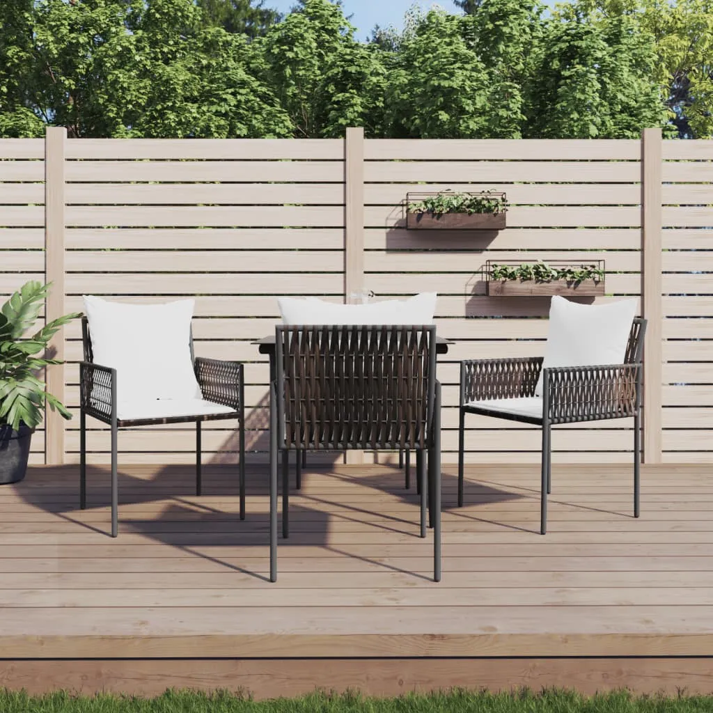 vidaXL Set Pranzo da Giardino 5pz con Cuscini in Polyrattan e Acciaio