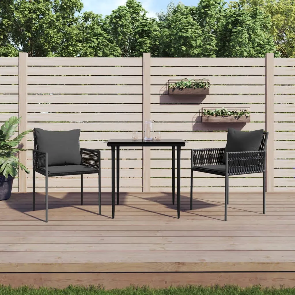 vidaXL Set Pranzo da Giardino 3pz con Cuscini in Polyrattan e Acciaio