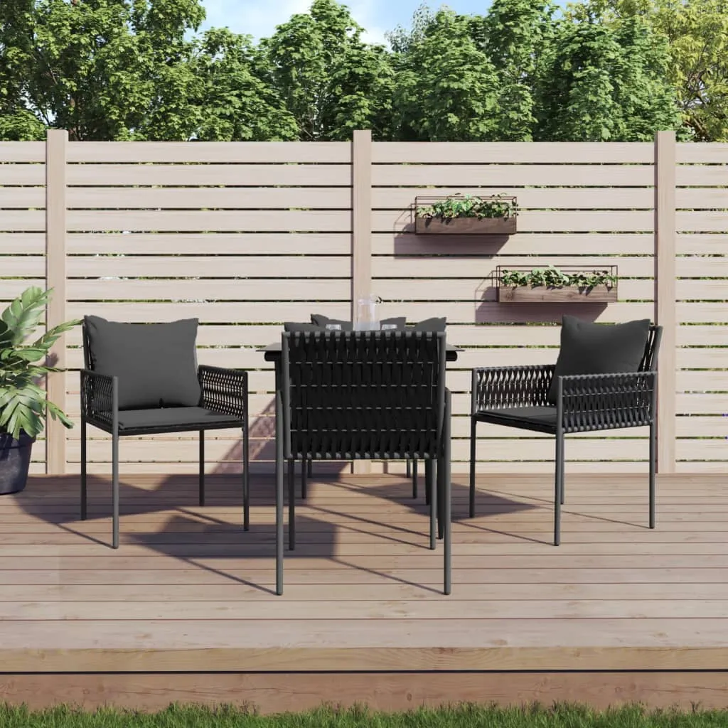 vidaXL Set Pranzo da Giardino 5pz con Cuscini in Polyrattan e Acciaio