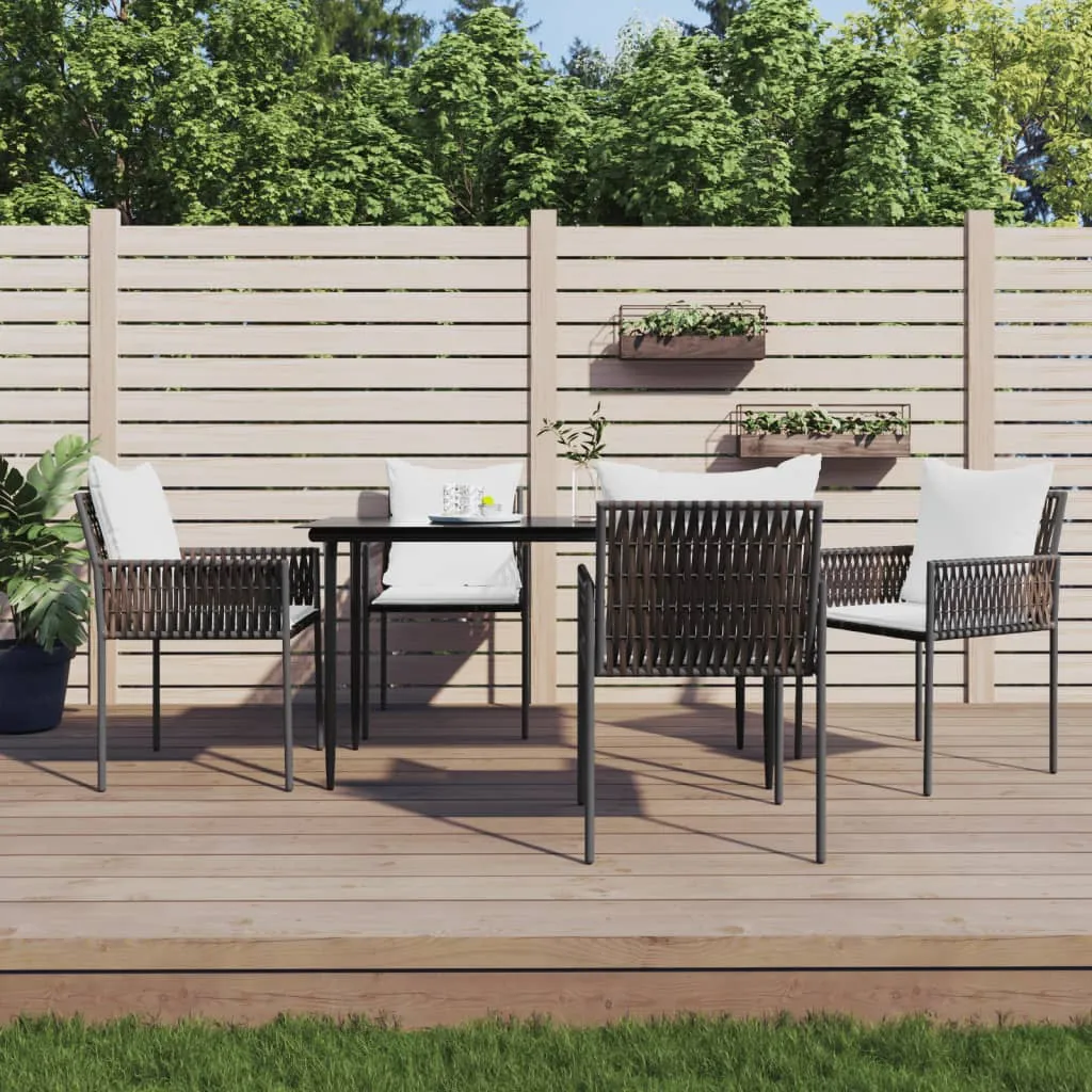 vidaXL Set Pranzo da Giardino 5pz con Cuscini in Polyrattan e Acciaio