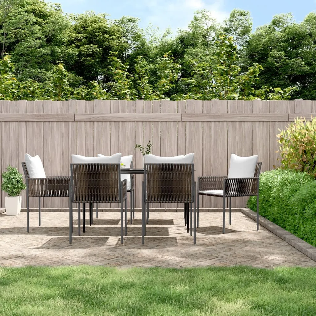 vidaXL Set Pranzo da Giardino 7 pz con Cuscini in Polyrattan e Acciaio