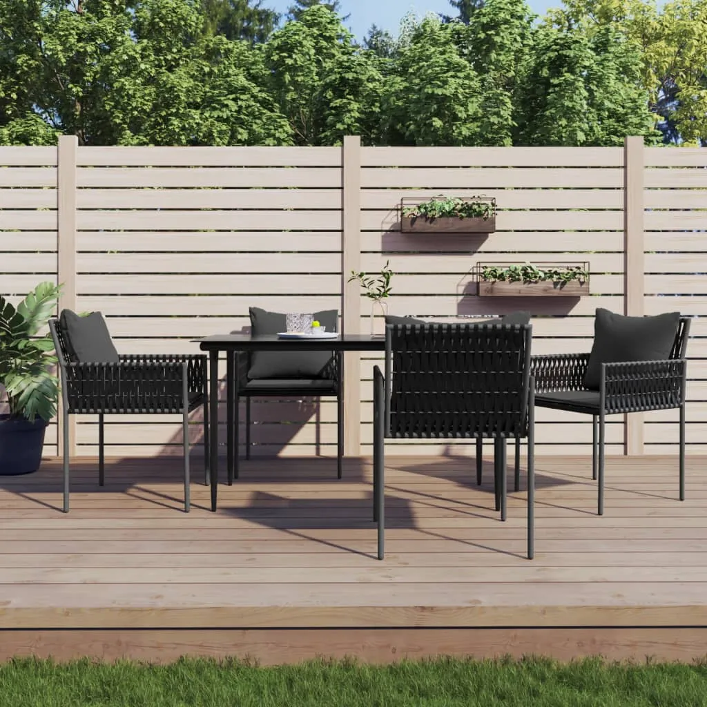 vidaXL Set Pranzo da Giardino 5pz con Cuscini in Polyrattan e Acciaio