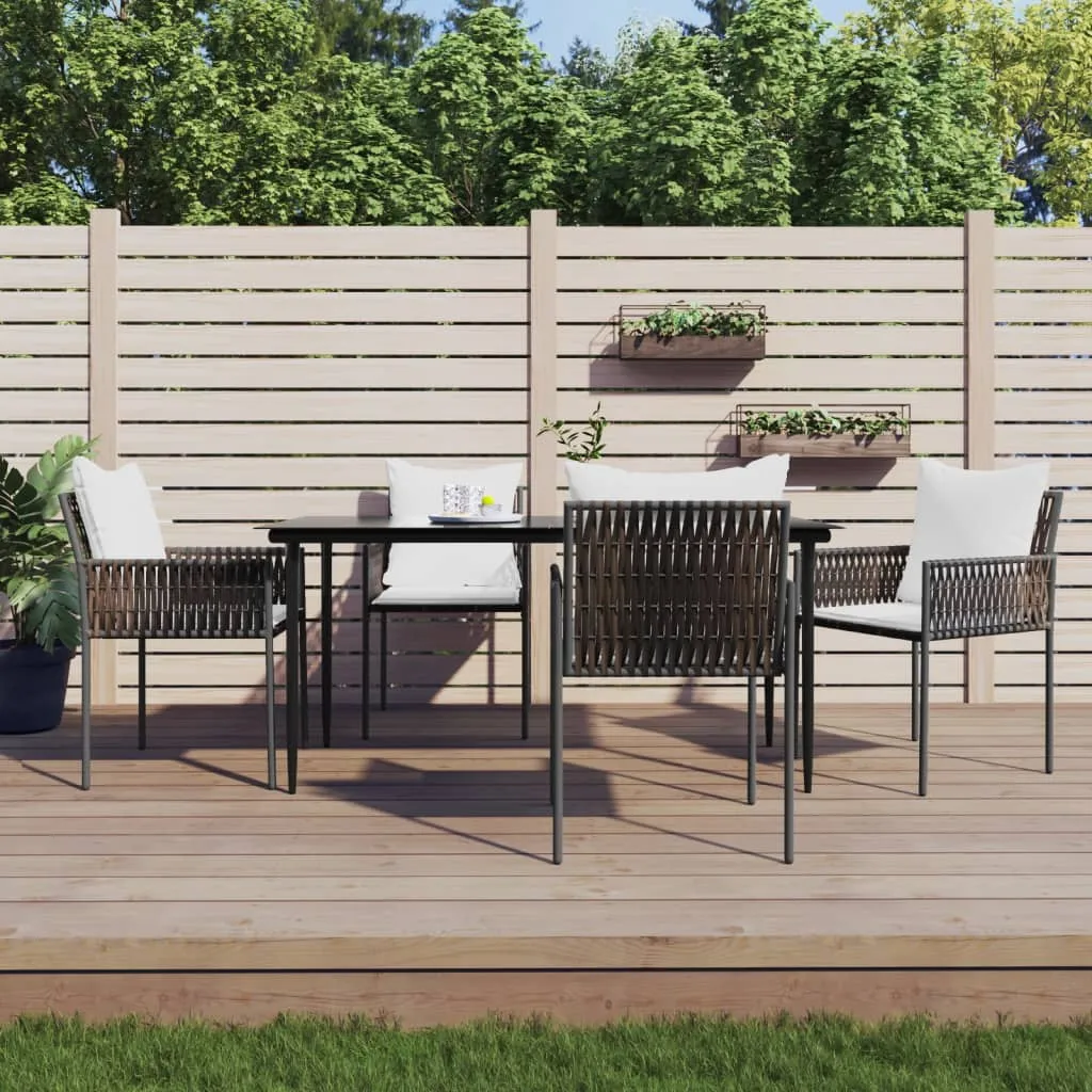 vidaXL Set Pranzo da Giardino 5pz con Cuscini in Polyrattan e Acciaio