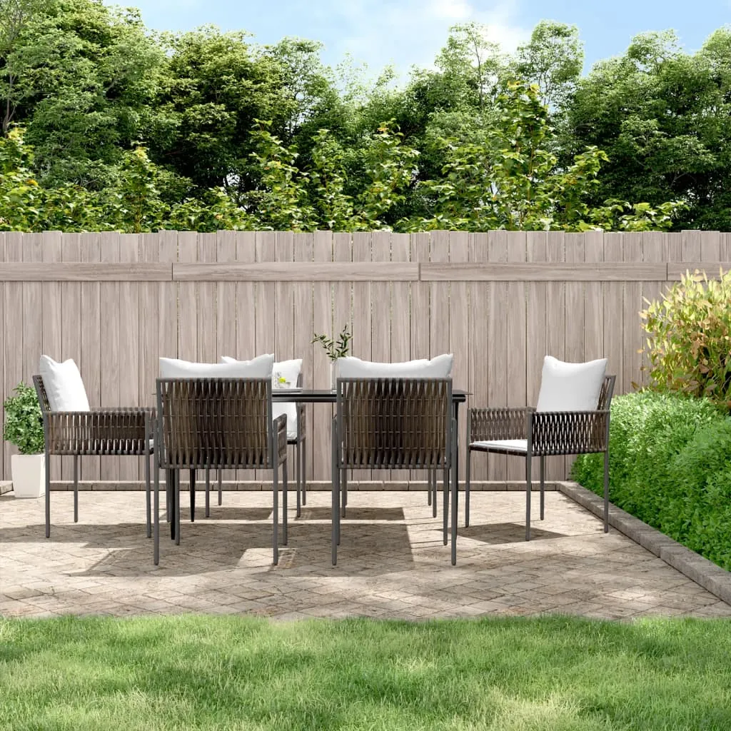 vidaXL Set Pranzo da Giardino 7 pz con Cuscini in Polyrattan e Acciaio