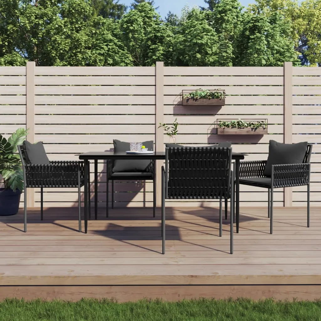 vidaXL Set Pranzo da Giardino 5pz con Cuscini in Polyrattan e Acciaio