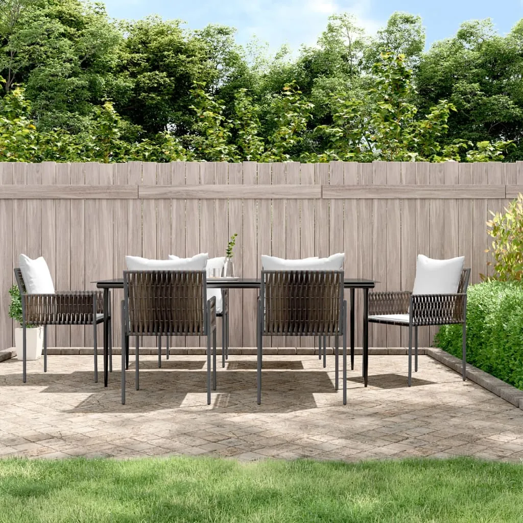 vidaXL Set Pranzo da Giardino 7 pz con Cuscini in Polyrattan e Acciaio