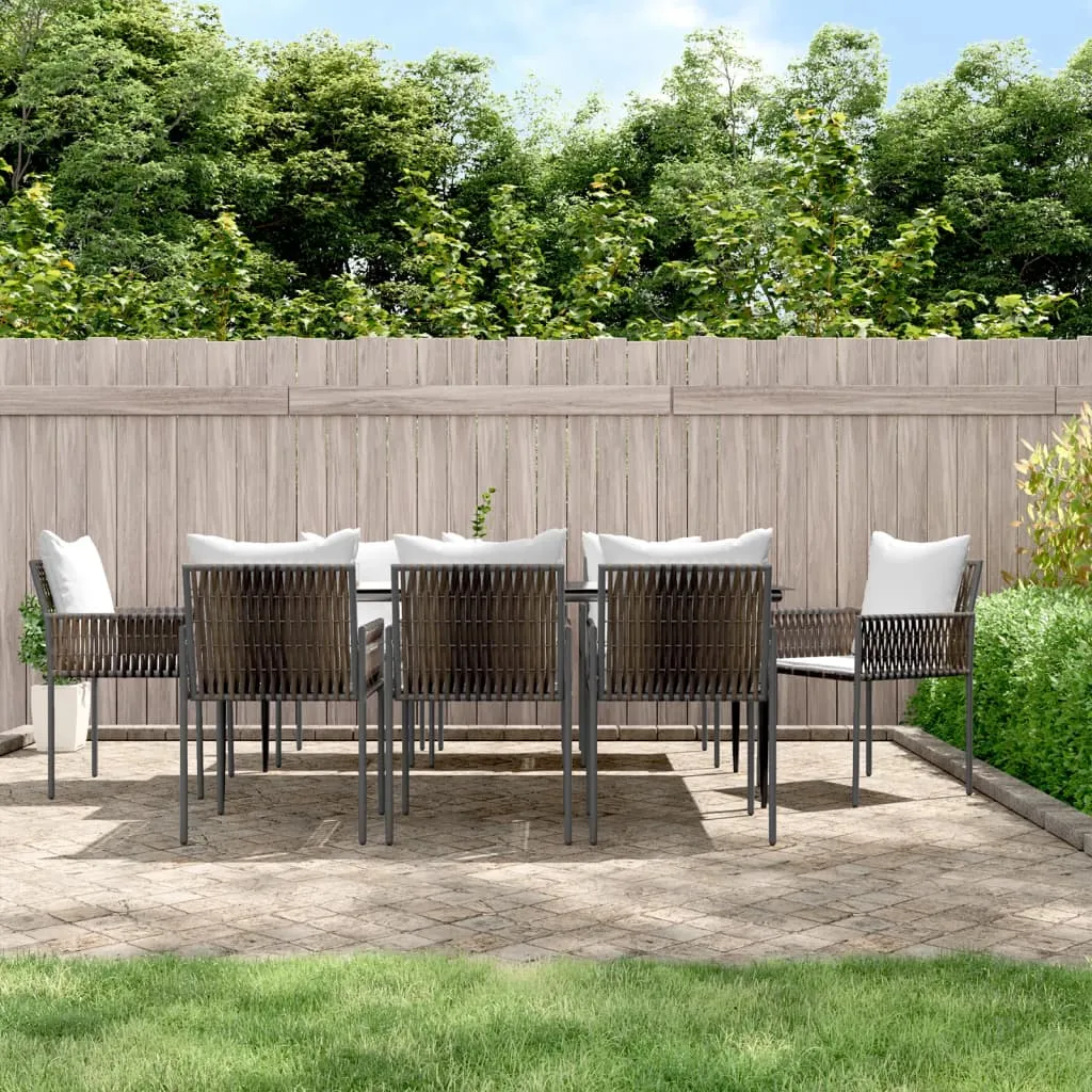 vidaXL Set Pranzo da Giardino 9 pz con Cuscini in Polyrattan e Acciaio