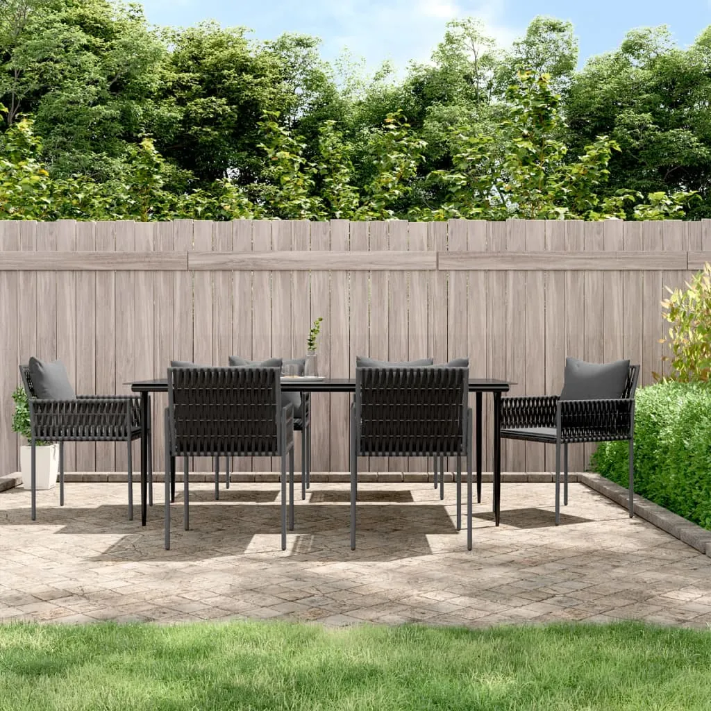 vidaXL Set Pranzo da Giardino 7 pz con Cuscini in Polyrattan e Acciaio