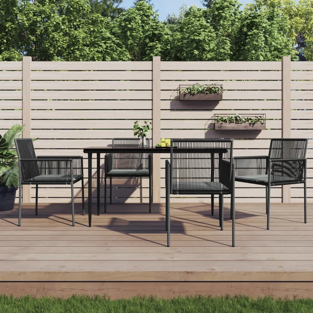 vidaXL Set Pranzo Giardino 5 pz con Cuscini Polyrattan e Acciaio Nero