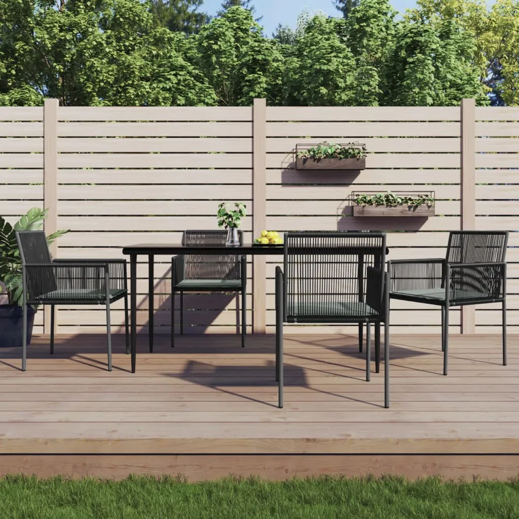 vidaXL Set Pranzo Giardino 5 pz con Cuscini Polyrattan e Acciaio Nero