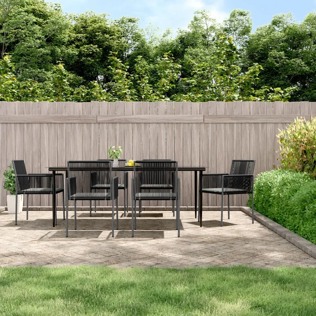 vidaXL Set Pranzo Giardino 7 pz con Cuscini Polyrattan e Acciaio Nero