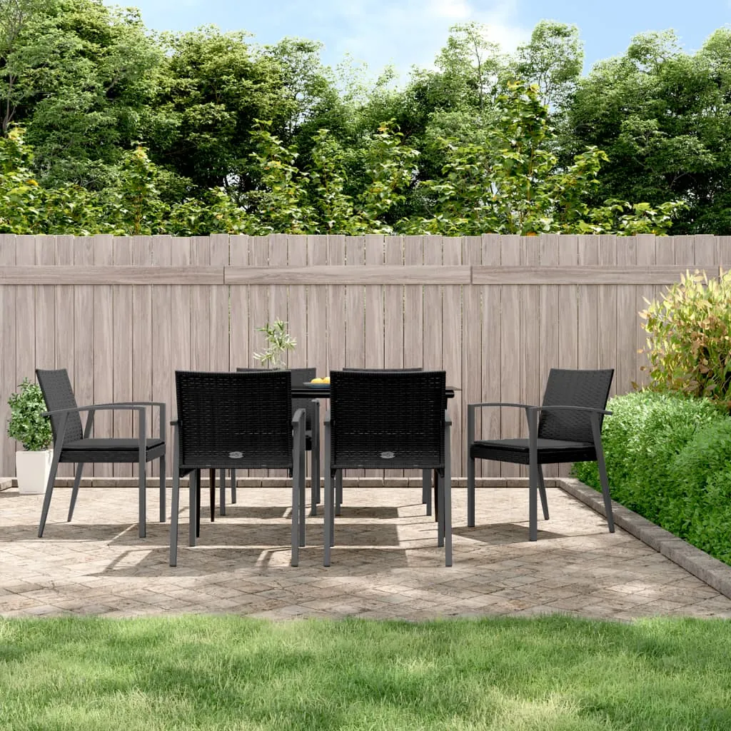 vidaXL Sedie da Giardino con Cuscini 6pz Nere 56,5x57x83 cm Polyrattan