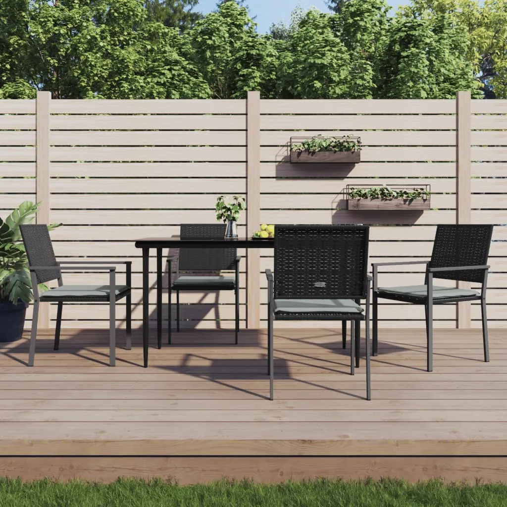 vidaXL Sedie da Giardino con Cuscini 4pz Nere 54x62,5x89 cm Polyrattan