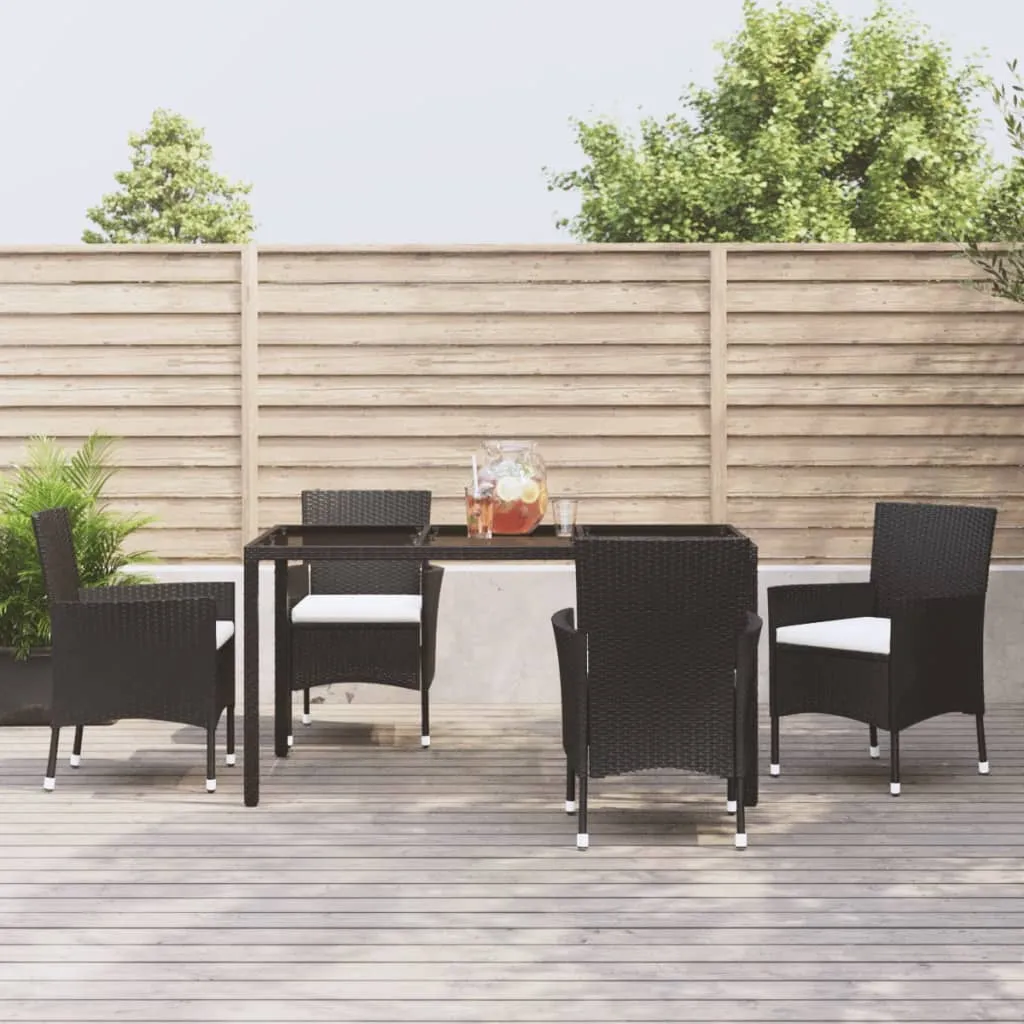 vidaXL Set da Pranzo da Giardino 5 pz Nero con Cuscini in Polyrattan