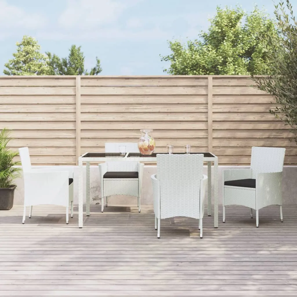 vidaXL Set da Pranzo da Giardino 5 pz con Cuscini in Polyrattan Bianco