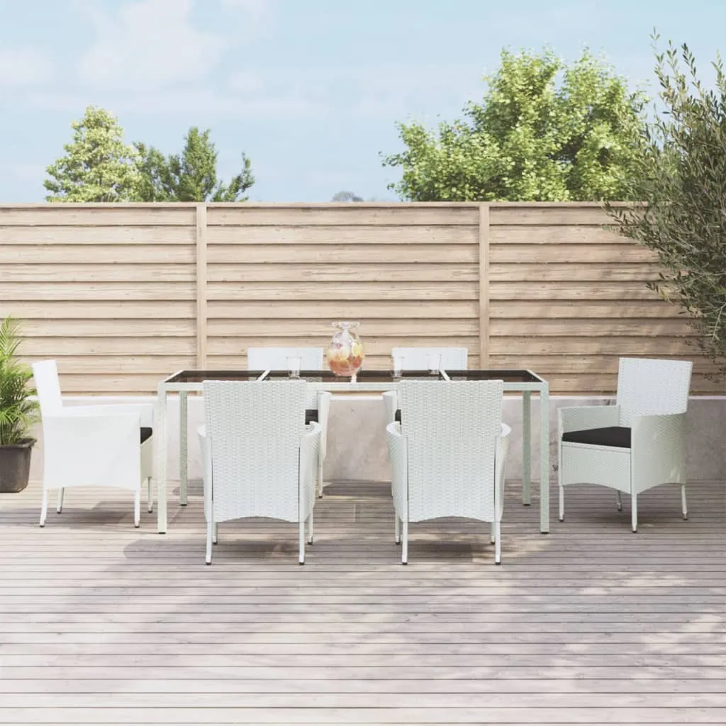 vidaXL Set da Pranzo da Giardino 7 pz con Cuscini in Polyrattan Bianco