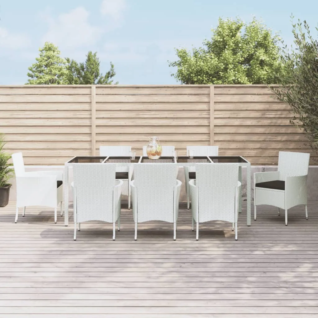 vidaXL Set da Pranzo da Giardino 9 pz con Cuscini in Polyrattan Bianco