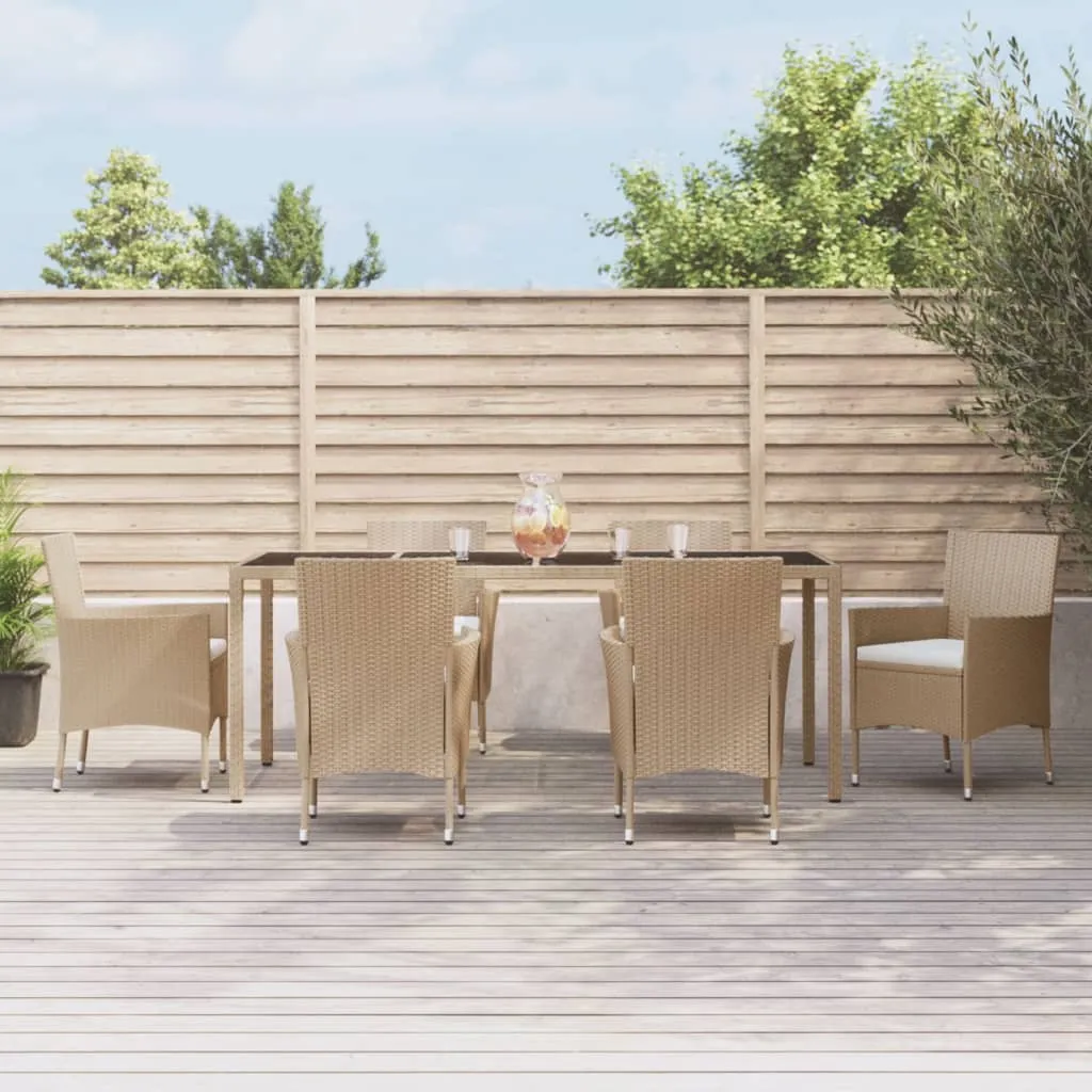 vidaXL Set da Pranzo da Giardino 7 pz con Cuscini Beige in Polyrattan