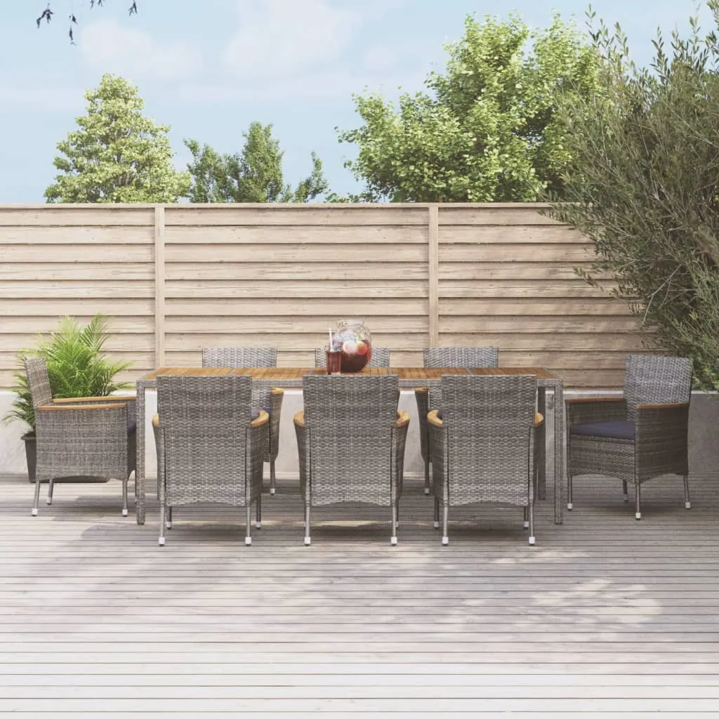 vidaXL Set da Pranzo da Giardino 9 pz con Cuscini in Polyrattan Grigio