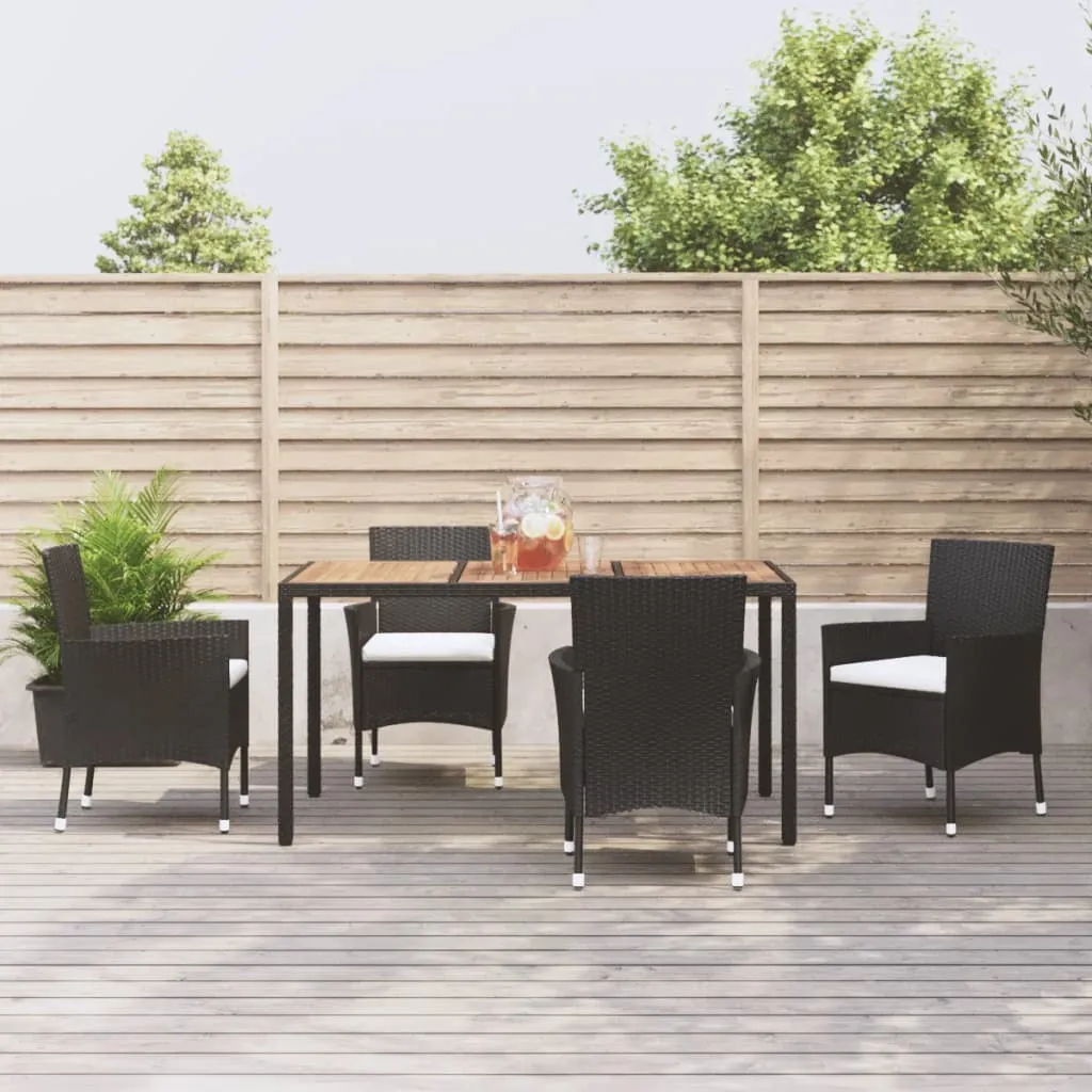 vidaXL Set da Pranzo da Giardino 5 pz Nero con Cuscini in Polyrattan