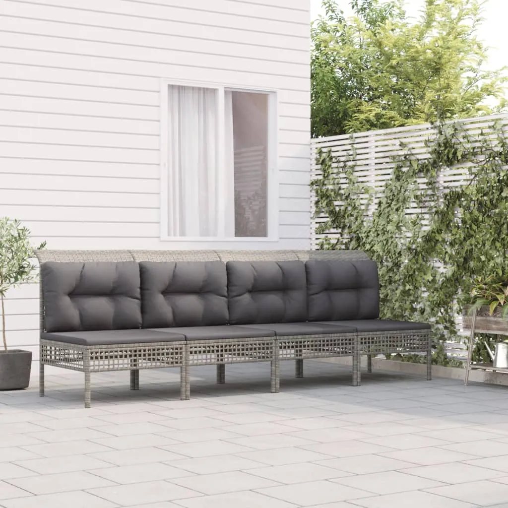 vidaXL Set Divani da Giardino 4 pz con Cuscini in Polyrattan Grigio