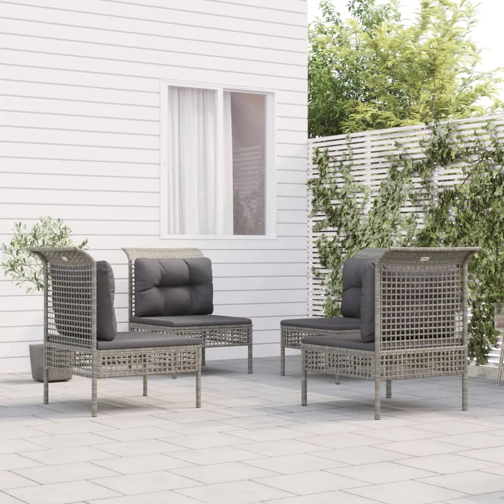 vidaXL Set Divani da Giardino 4 pz con Cuscini in Polyrattan Grigio