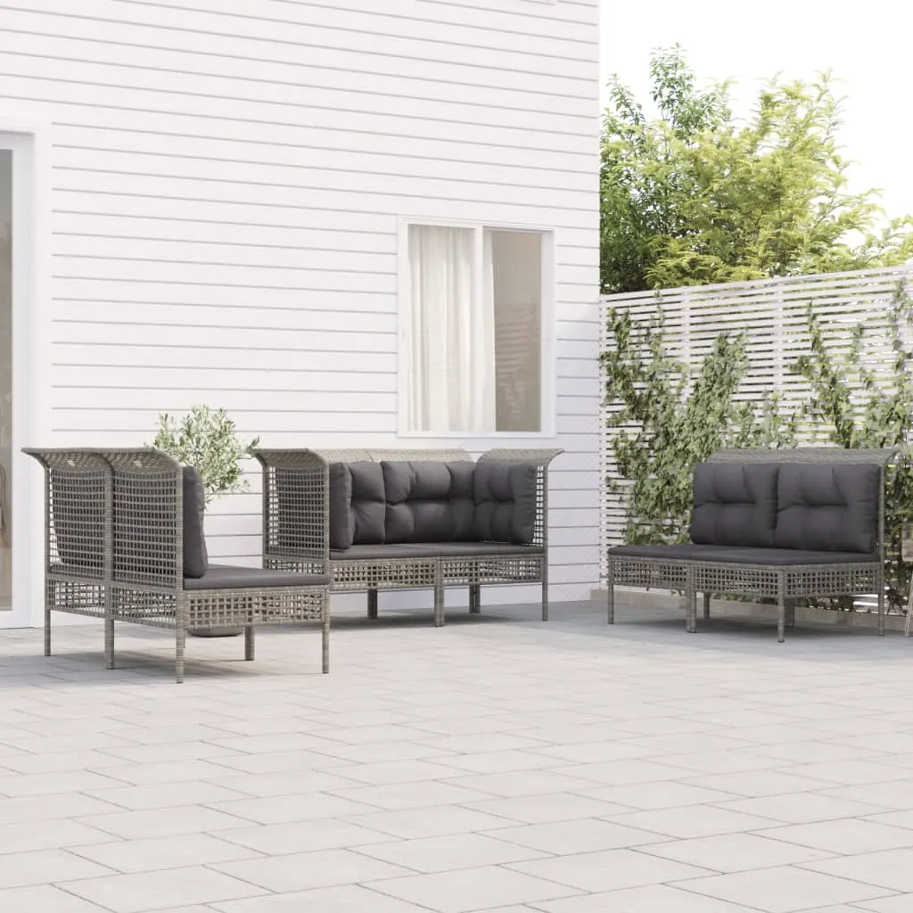 vidaXL Set Divani da Giardino 6 pz con Cuscini in Polyrattan Grigio