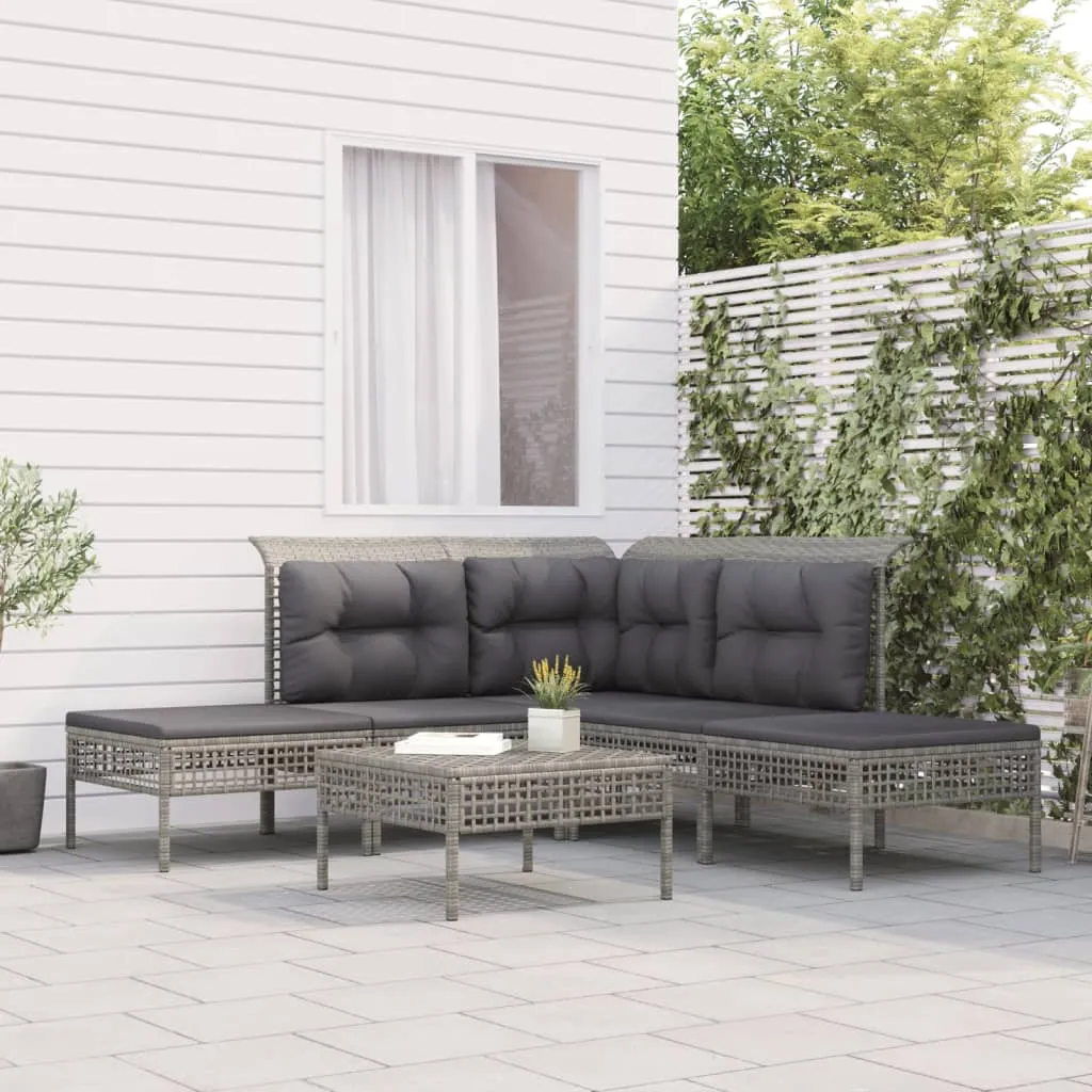 vidaXL Set Divani da Giardino 6 pz con Cuscini in Polyrattan Grigio