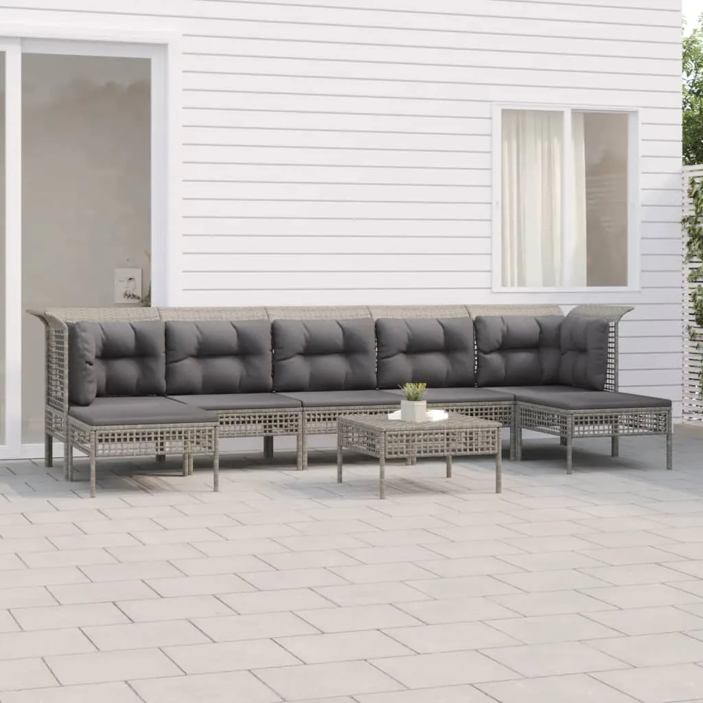 vidaXL Set Divani da Giardino 8 pz con Cuscini in Polyrattan Grigio