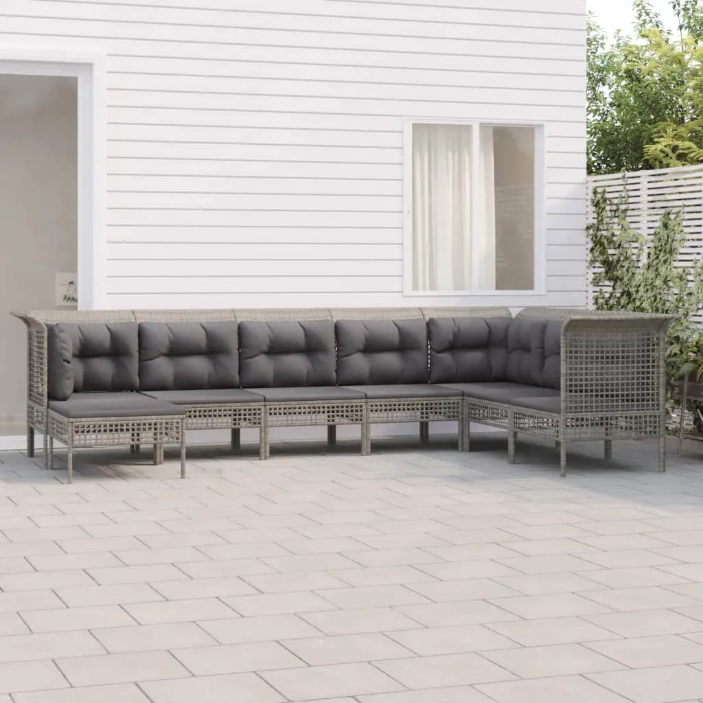 vidaXL Set Divani da Giardino 8 pz con Cuscini in Polyrattan Grigio