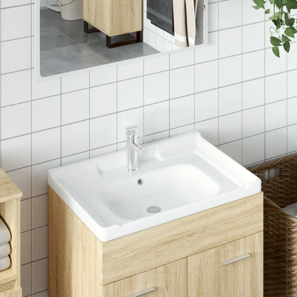 vidaXL Lavandino da Bagno Bianco 61x48x23 cm Rettangolare in Ceramica