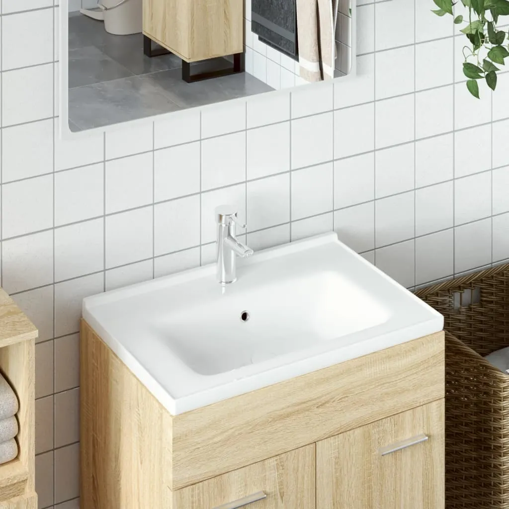 vidaXL Lavandino da Bagno Bianco 61x48x19,5cm Rettangolare in Ceramica